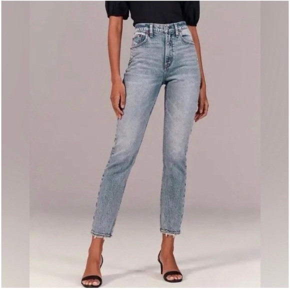 ABERCROMBIE & FITCH The Mom High Rise Acid Wash Curve Love Jeans Size 27 - Picture 2 of 9